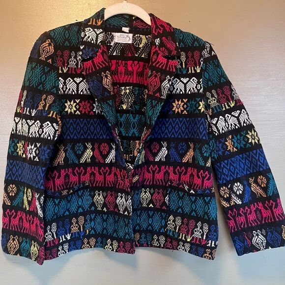 Aries Guatemala Hand Woven Cultural Fast Colors Blazer Jacket - Picture 1 of 10
